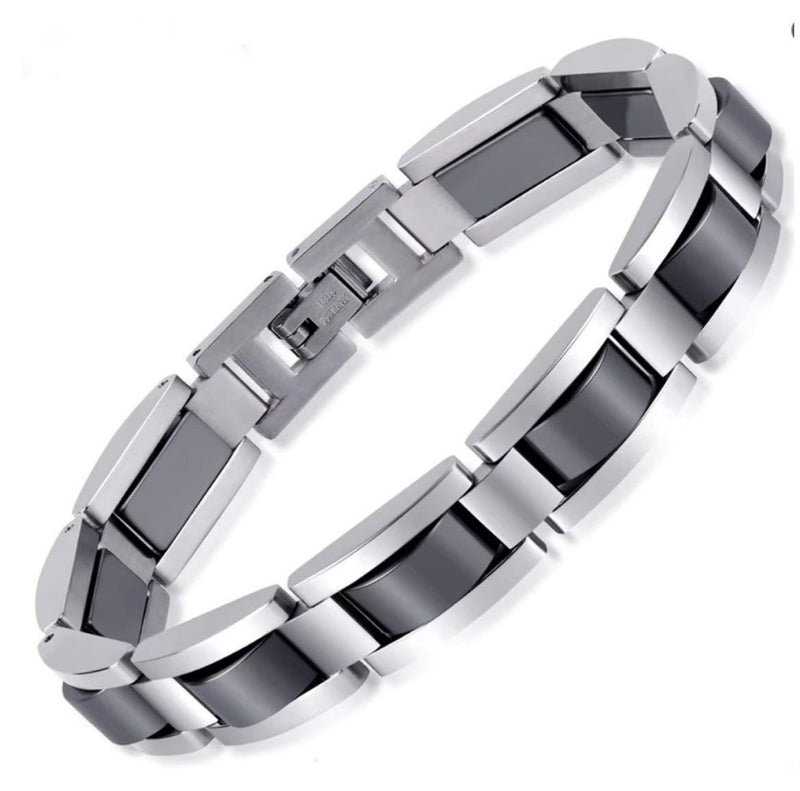 Titanium Steel Hematite Magnetic Bracelet Men Stainless Steel Link Bracelet