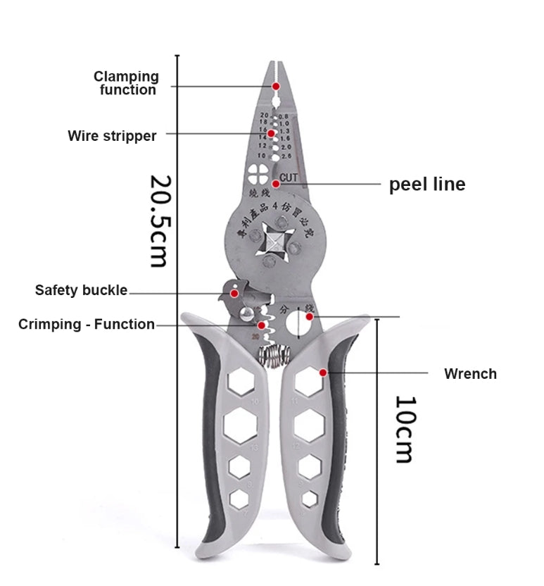 Multi-functional Crimping Pliers Wire Separation Winding Stripping Ferrule