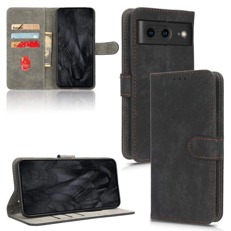 Flip Cover for Google Pixel 8 PU Leather Phone Case RFID Blocking With Hand Strap
