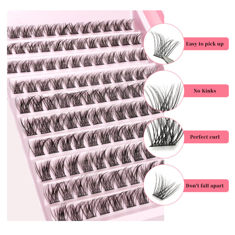 Lash Clusters Lash Curl Extension Kit with Lash Bond &Tweezer (8-16mm) Mixed Length Lash Clusters to Get Different Lash Styles, Easy to Apply for Beginners, Looks Real & Natural