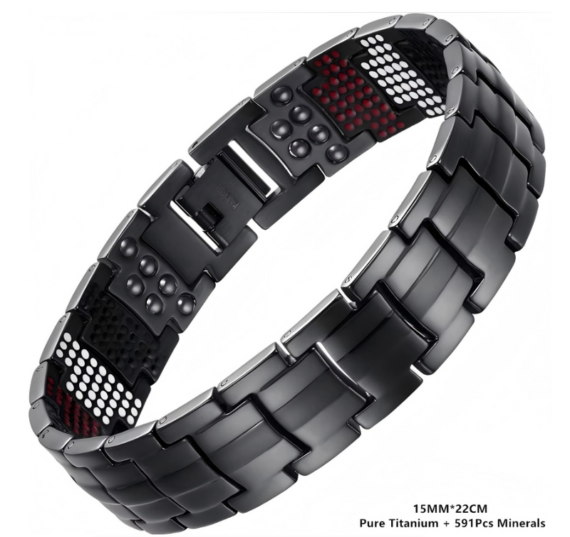 IPSTYLE Men's Bracelet Magnetic Therapy Wristband Premium Pure Titanium