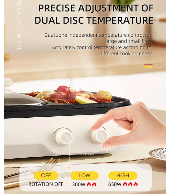 Electric Hot Pot Grill Cooker Household Multi-Cooker Non-Stick Cooking Pot