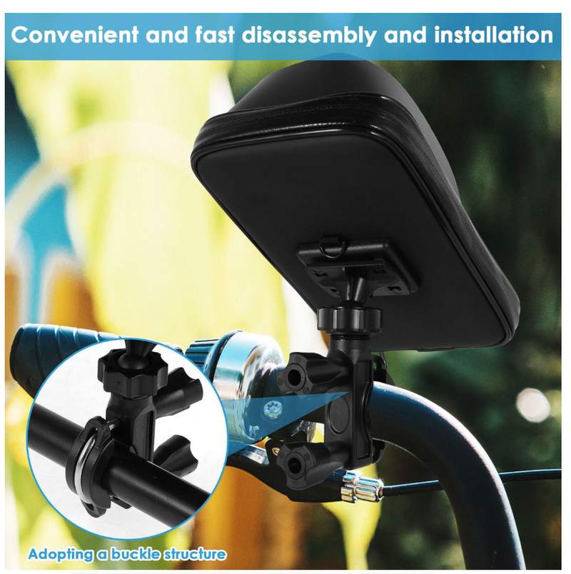 Bike Phone Holder Bag Waterproof Motorcycle Handlebar Bag Phone Mount - Handlebars