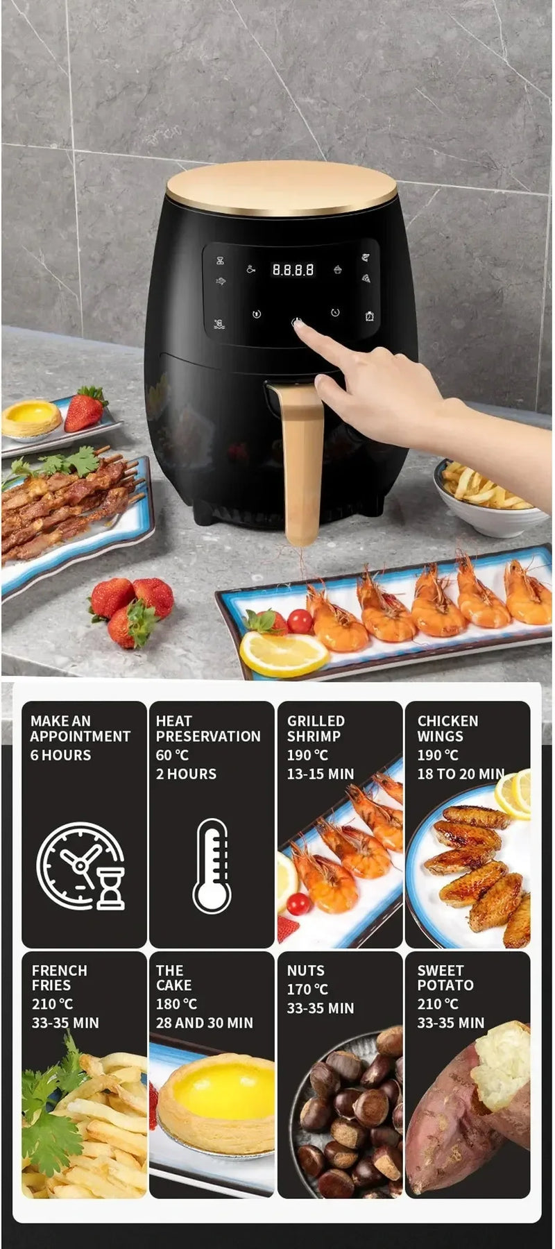 4.5L Air Fryer Multi-functional Intelligent Touch Screen Oven