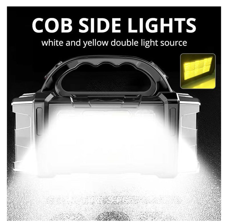 Solar LED Flashlight With COB Work Lights USB Rechargeable Handheld