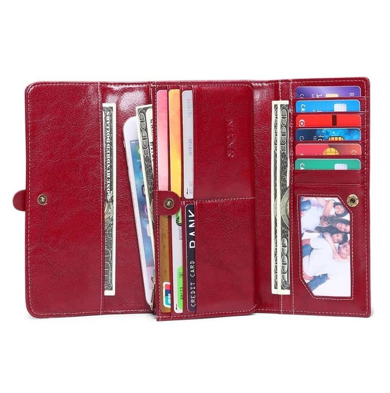 Woman Wallets Leather with Blocking Trifold Credit Card Holder - IPSTYLE