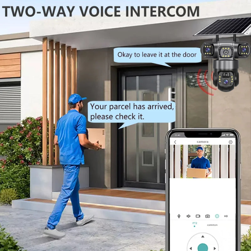 9MP Solar Security Camera Outdoor 4G/Wifi Human Detect Cameras Night Vision