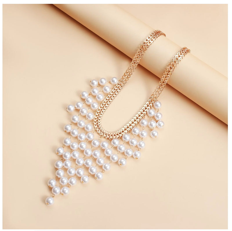 Long Pearl Tassel Necklace for Woman Trendy Elegant Creative Design - IPSTYLE