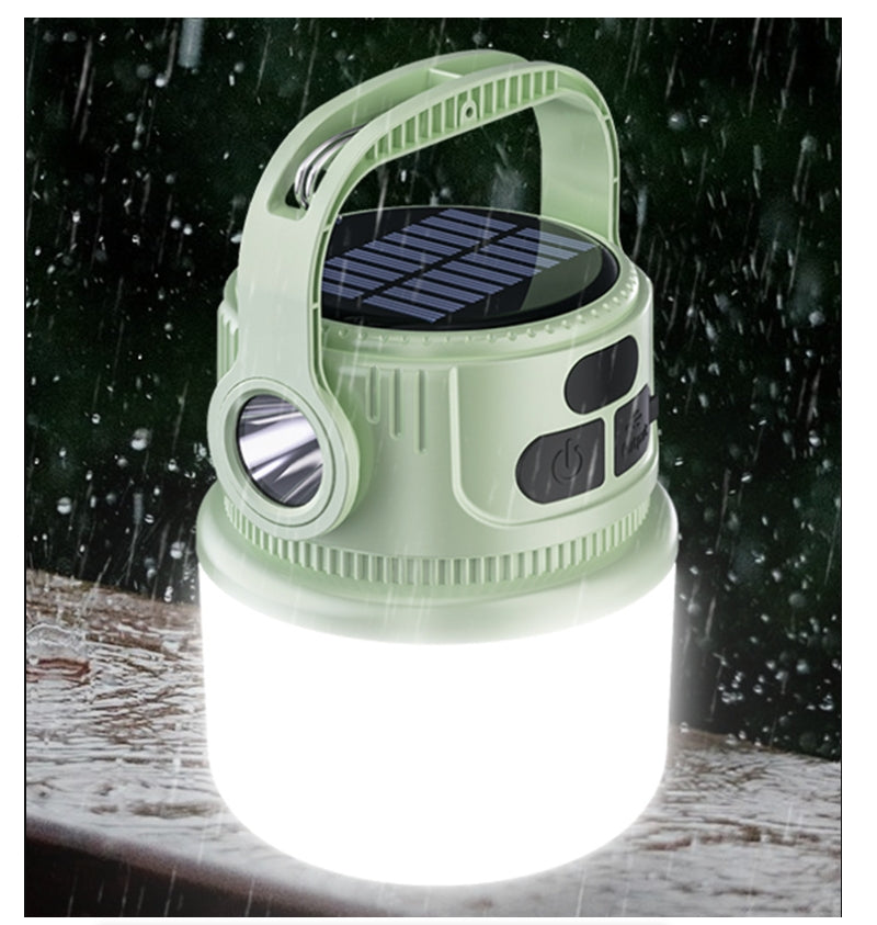 LED Camping Lamp Solar & USB Dual Light Source for Outdoor Garden BBQ