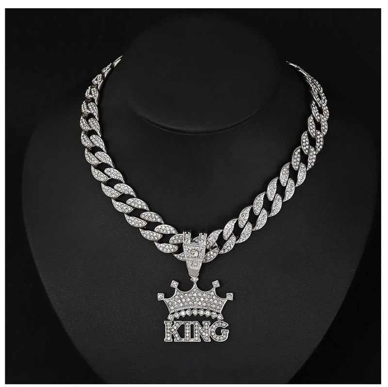 King Pendant Necklace HipHop Iced Out Bling Necklaces Fashion Charm Jewelry