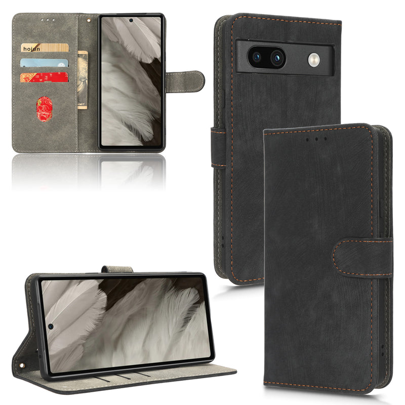 Flip Cover for Google Pixel 7a PU Leather Phone Case RFID Blocking With Hand Strap