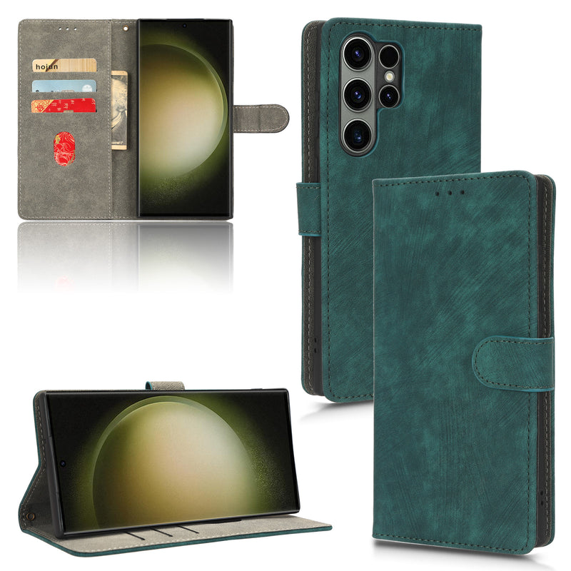 Flip Cover for Samsung Galaxy S23 Ultra PU Leather Phone Case [RFID Blocking] With Hand Strap