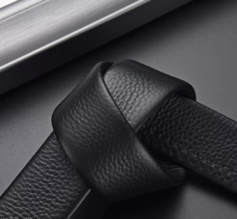 Automatic Belt Alloy Buckle Ratchet Belt for Men Genuine Leather Belt