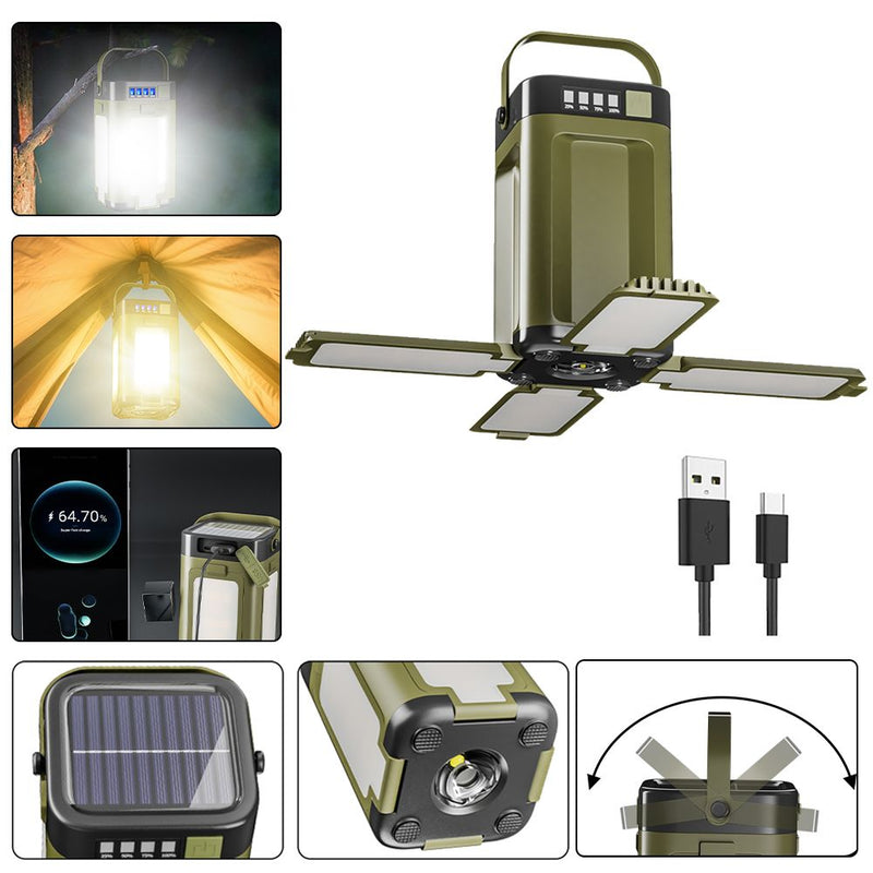 Foldable Camping Light Power Bank Rechargeable Lantern Flashlight LED Tent