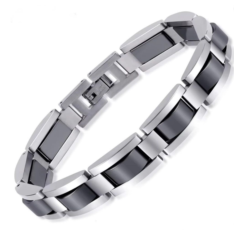 Titanium Steel Hematite Magnetic Bracelet Men Stainless Steel Link Bracelet
