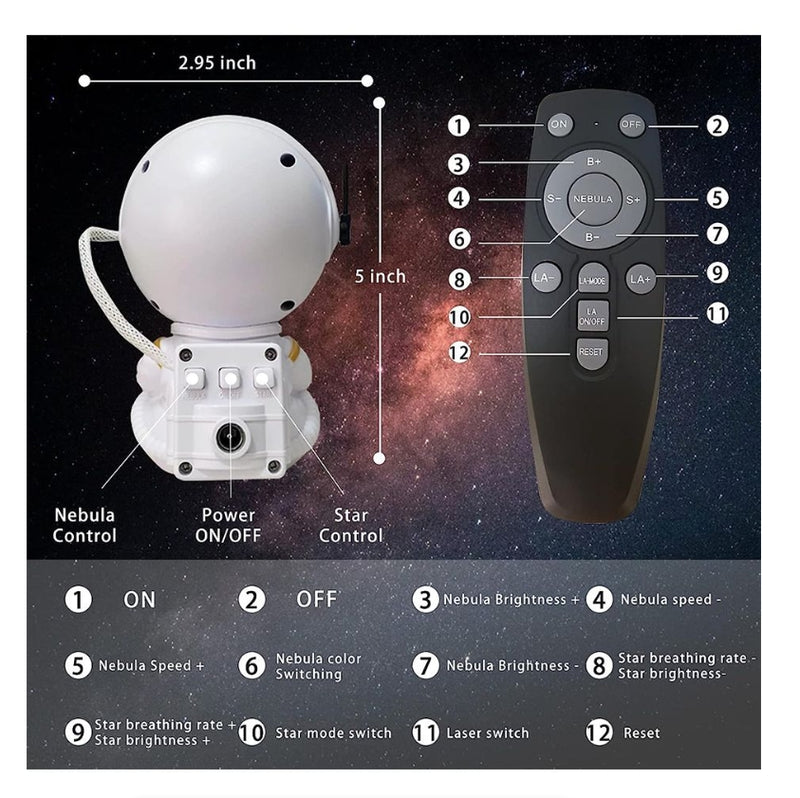 Galaxy Star Astronaut Projector Light Starry Sky Porjectors Lamp Bedroom
