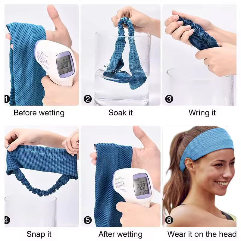 Ice Fiber Cooling Sports Headband, Breathable Quick-Dry Sweatband For Men & Woman - 1 PCS