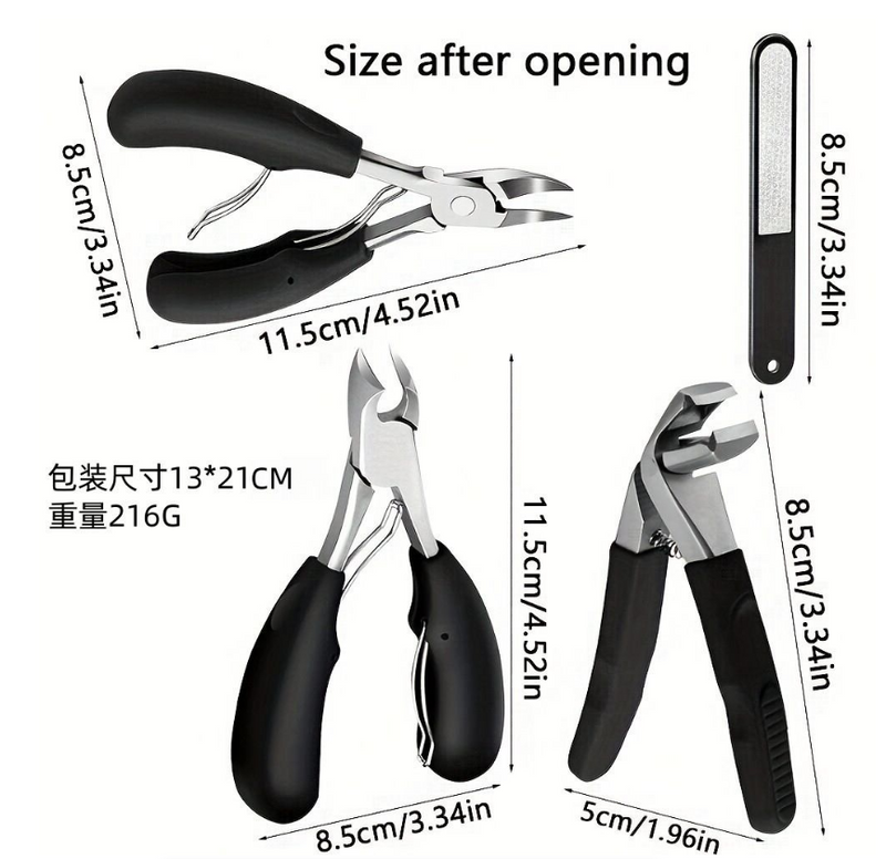 5 Piece Thick Nail Toe Nail Clippers Wide Mouth Opening Nail Clipper Set