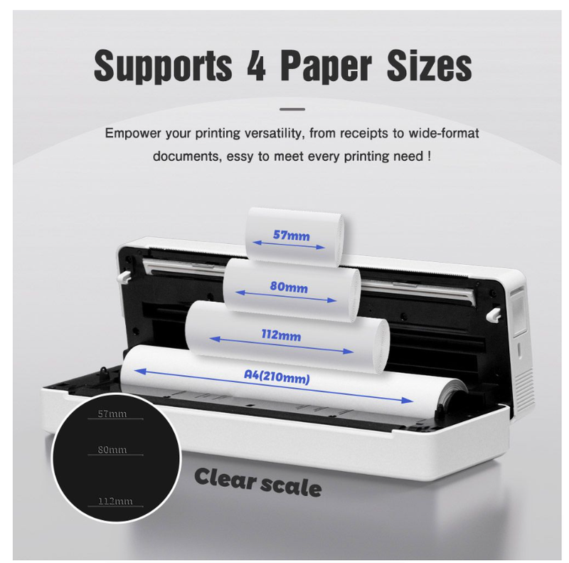 Mini A4 Portable Printer Wireless Mobile Thermal Printer 8 Inch