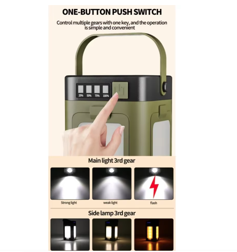 Camping Light Solar Charging Foldable 2000mah Power Bank Tent Light