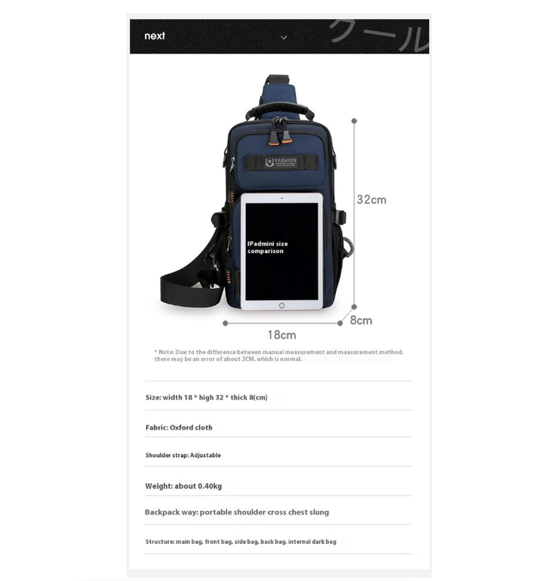 Large Capacity Chest Bag Versatile Multi-Functional Shoulder Crossbody