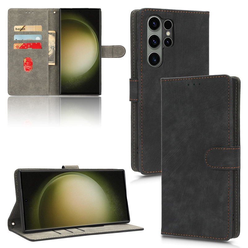 Flip Cover for Samsung Galaxy S23 Ultra PU Leather Phone Case [RFID Blocking] With Hand Strap