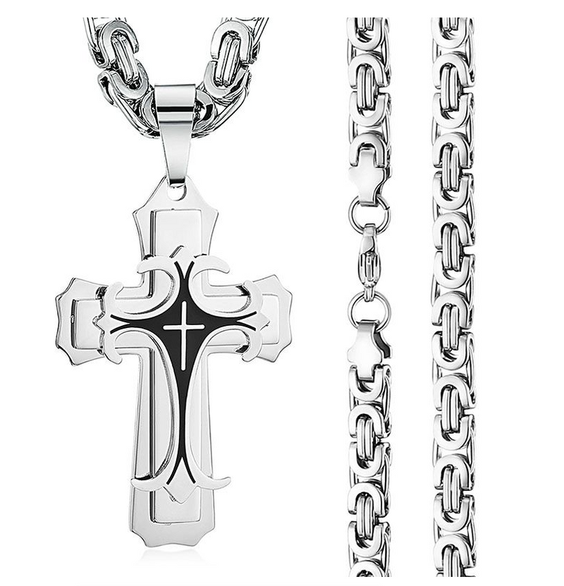 Cross Necklace Multi-layers Stainless Steel Cross Pendants Necklaces