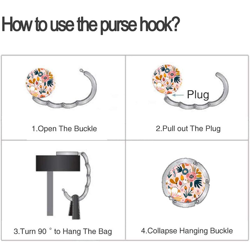 Floral Foldable Purse Hooks | Table Bag Hangers for Woman -Pastel Colors