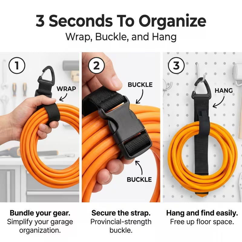 Adjustable Garden Hose Straps, Heavy-Duty Cord Organizer Storage Ties
