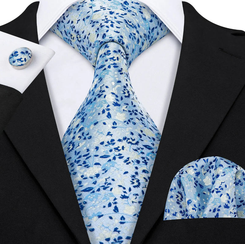 Luxury Men Tie Set Silk Wedding Business Necktie Handkerchief Cufflinks