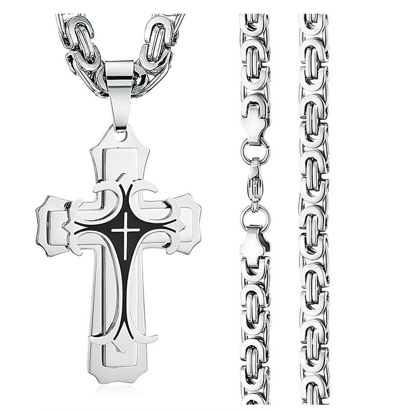 Cross Necklace Multi-layers Stainless Steel Cross Pendants Necklaces