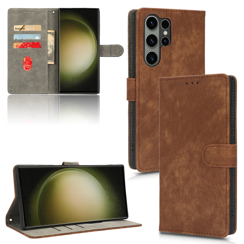 Flip Cover for Samsung Galaxy S22 Ultra 5G PU Leather Phone Case [RFID Blocking] With Hand Strap