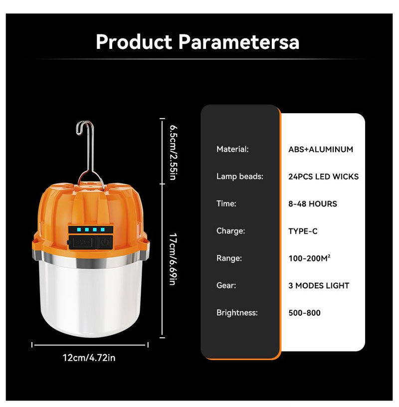 LED Camping Light Outdoor Camping BBQ Tents Hanging Lantern PowerBank