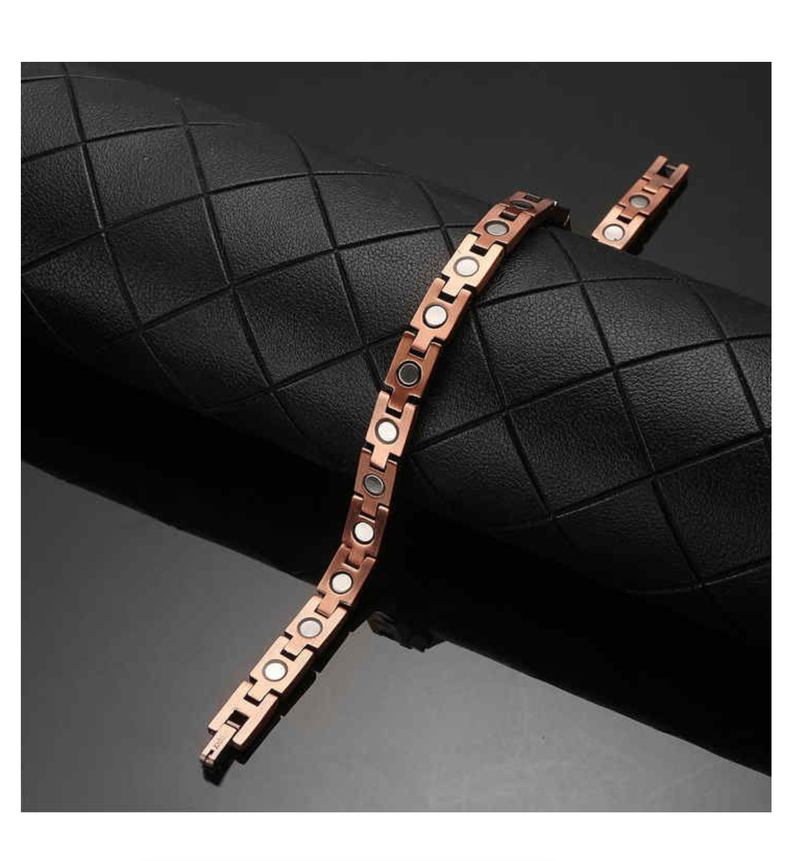 Copper Retro Cross Magnetic Therapy Woman Health Bracelet