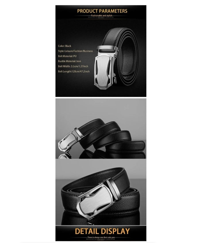 Fashion Business Men'S Belt Genuine Luxury Belt Metal Buckle Belt Soft Belt