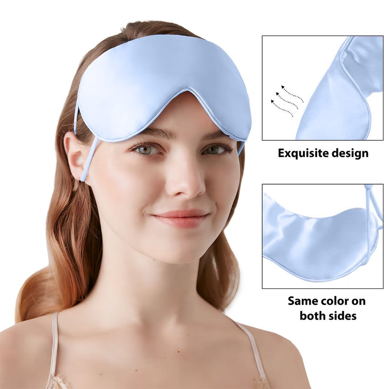 Sleep Mask for Side Sleepers, Soft Silk Eye Mask with Adjustable Strap