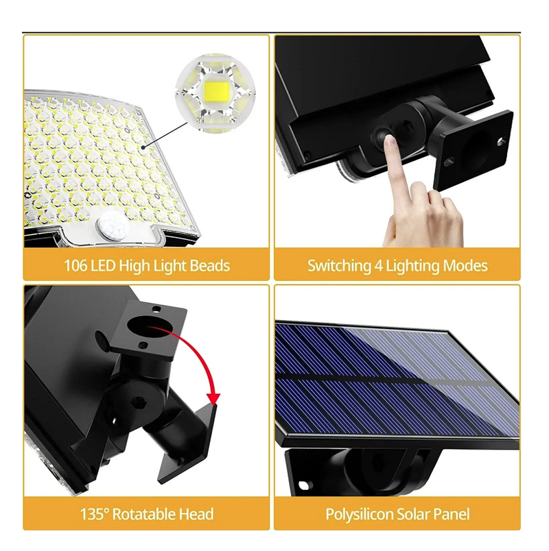 Solar Powered LED Wall Lights Split Type Garage Courtyard Lighting