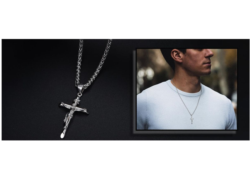 Cross Pendant Necklace Men Woman Crucifix Necklace Stainless Steel Chain
