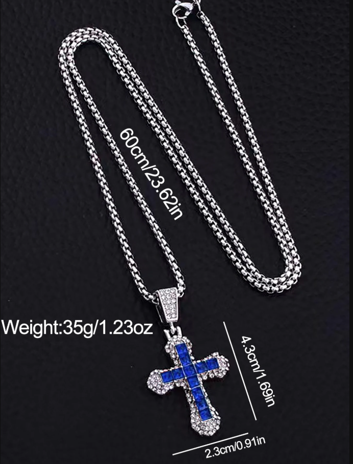 IPSTYLE Men's Quartz Watch Set with Hip Hop Bracelet Necklace Birthday Gift