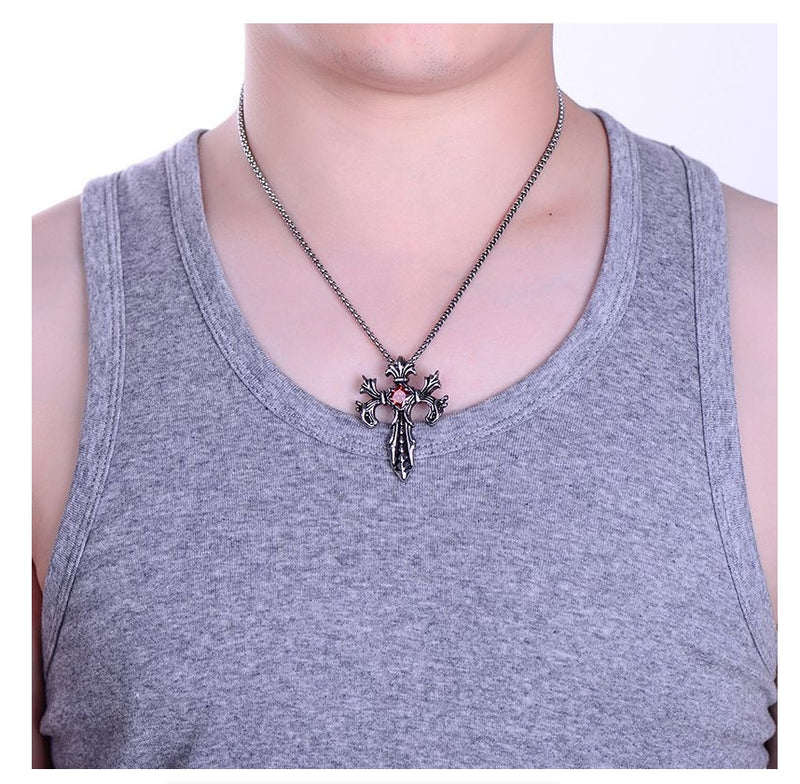 Double Dragon Cross Necklace Fashion Retro Christian Jesus Cross