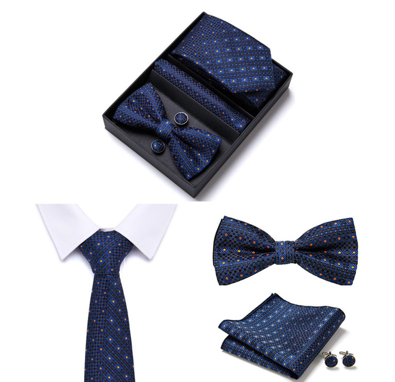 Man Tie Handkerchief Pocket Squares Cufflink Set Handkerchief Cufflinks Necktie Set