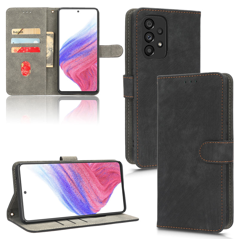 Flip Cover for Samsung Galaxy A73 5G PU Leather Phone Case [RFID Blocking] With Hand Strap
