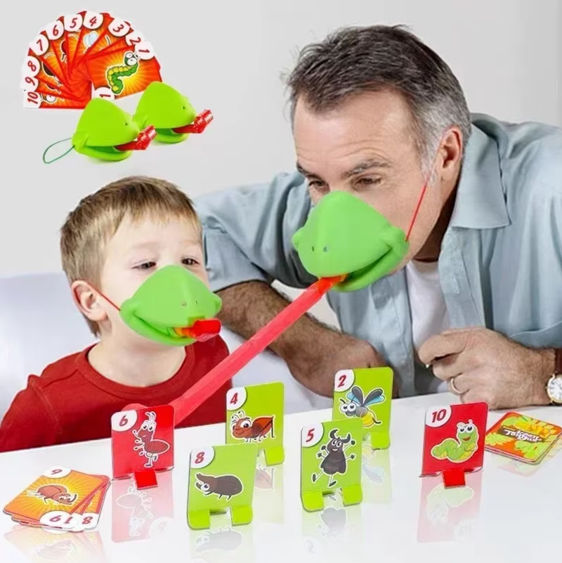 Board Game Interactive Toy Frog Mask Wagging Tongue Lick Cards Toy for Kids
