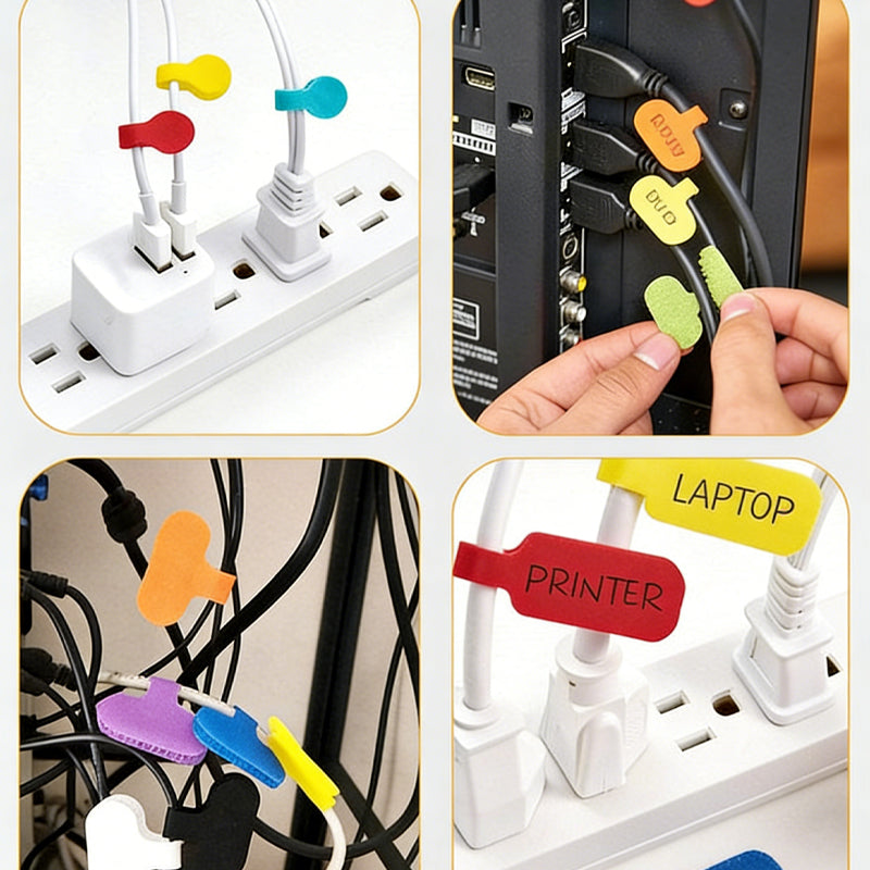 10-Piece Reusable Cable Labels, Write-On Velcro Cord Organizer