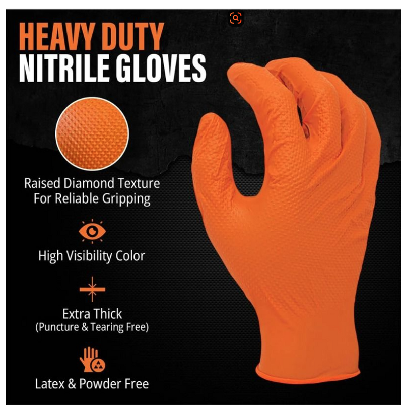 Heavy Duty Disposable Nitrile Gloves 8Mil Extra Thick Mechanic Glove with Textured Grip Antislip Safety