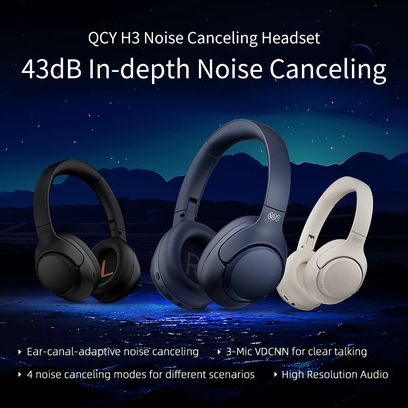 QCY H3 Wireless Over-Ear Bluetooth Headphones