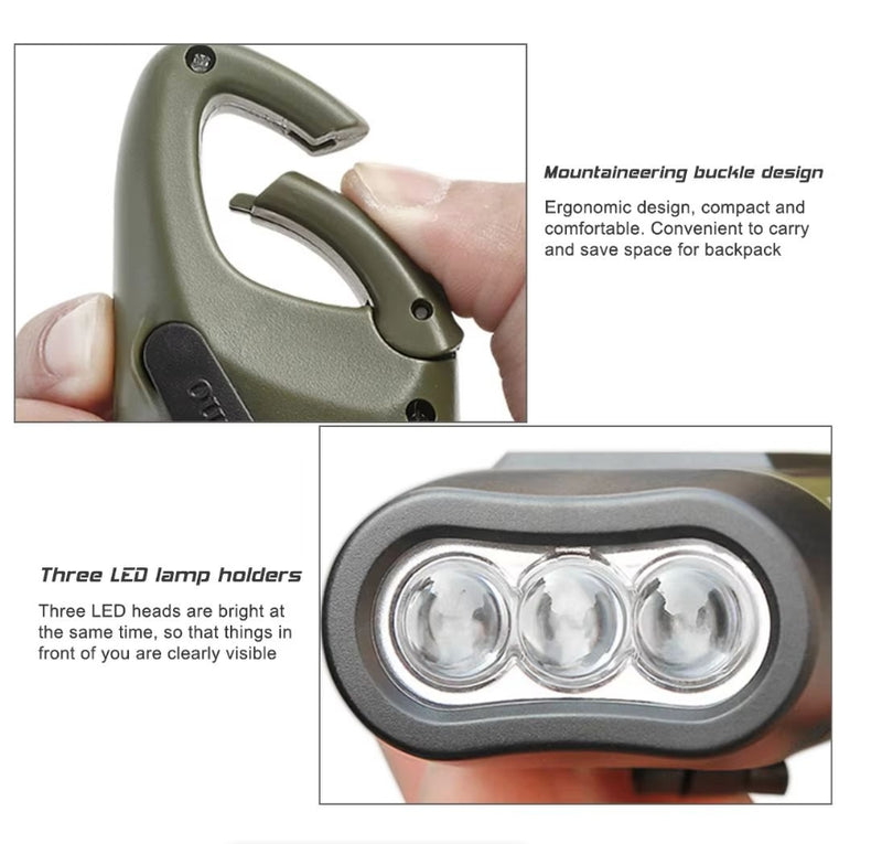 Solar Hand Crank LED Flashlight Emergency Outdoor Light Dynamo Torch