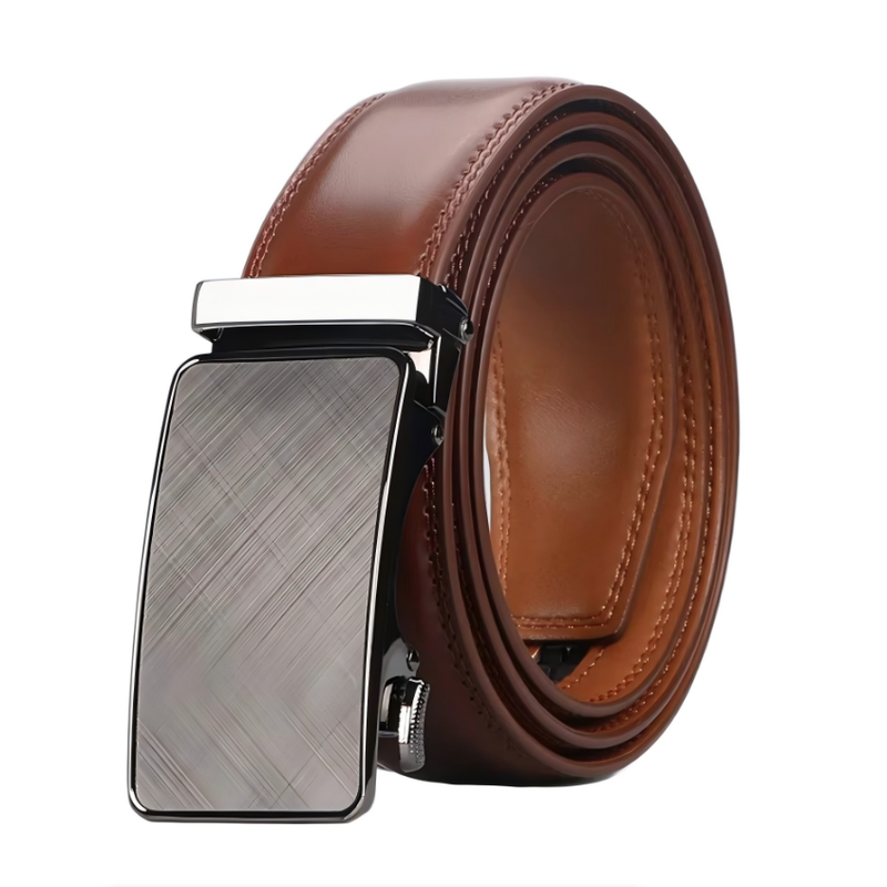 Men's Genuine Leather Cowhide Belt Toothless Automatic Buckle