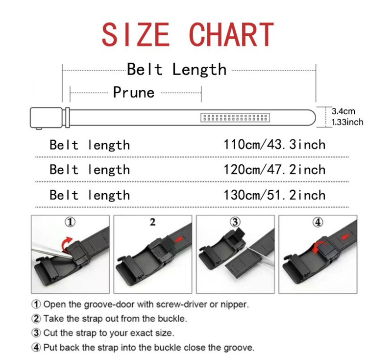 Men's Belt 120cm Luxury Belt, Black Men's Automatic Buckle Jeans Suit Belt
