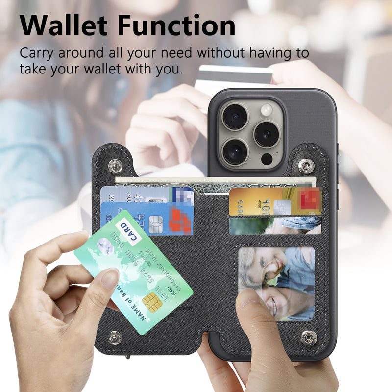 Adhesive Phone Back Card Holder RFID-Blocking Zipper Wallet with Stand